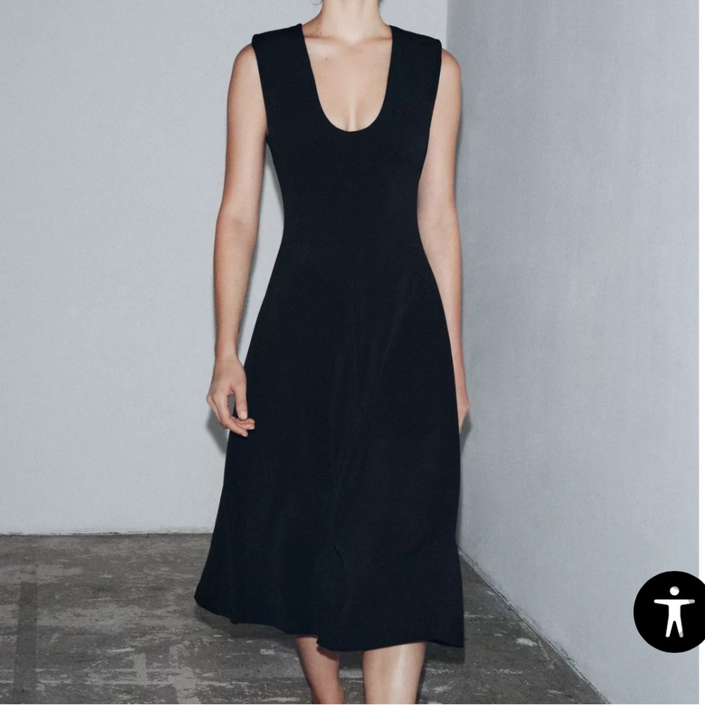 NWT Zara Black Midi Dress - Picture 3 of 6